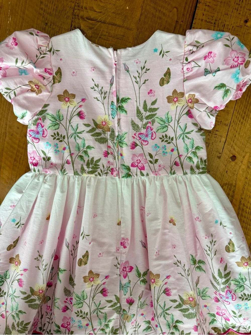 Floral/butterfly girls birthday dress and hat